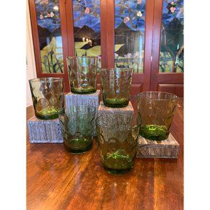 Vintage Hazel Atlas Optic Dot Juice Glasses.